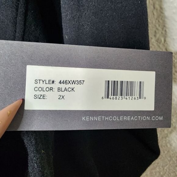 Kenneth Cole Reaction Wool Blend Pea Coat in Black Women's Plus Size 2X NWT - Picture 7 of 8
